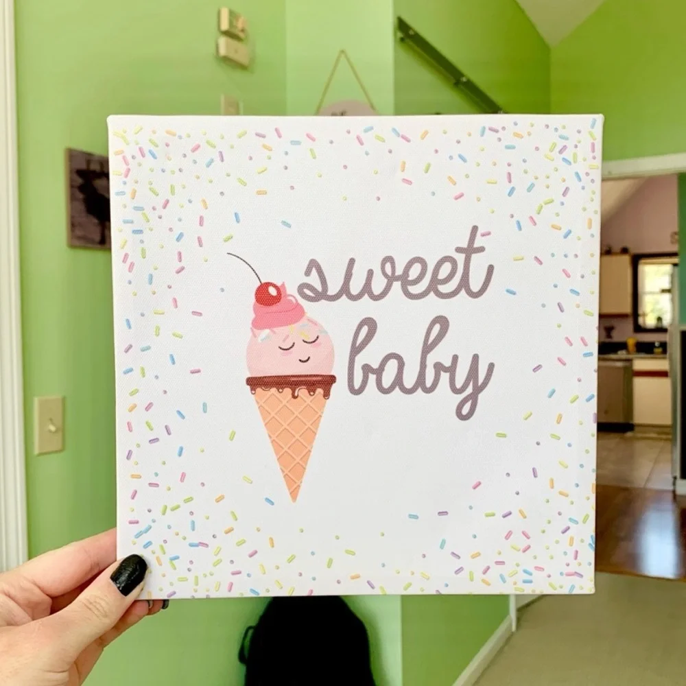 Sweet Baby Ice Cream Canvas Art Home Wall Hanging Decor